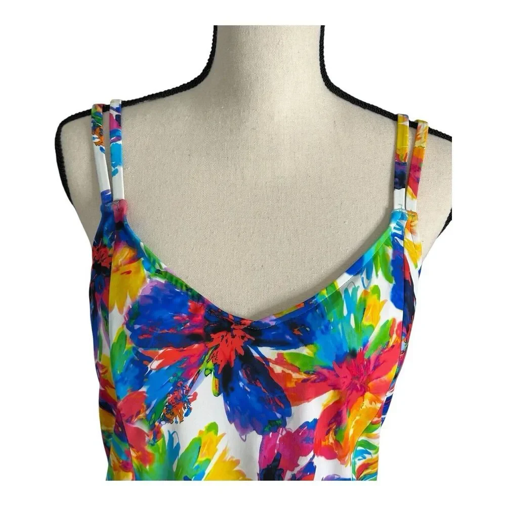 Swim‎ Solutions Women's Triple Tier Printed Tankini Top Swimwear Multi Size 16 - Picture 5 of 14